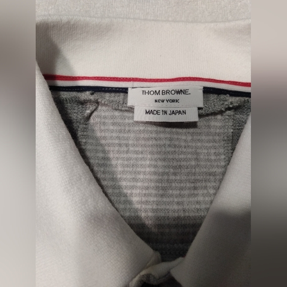 THOM BROWNE Made in Japan Cotton Patchwork Short Sleeve Polo Button down Shirt - Picture 5 of 16